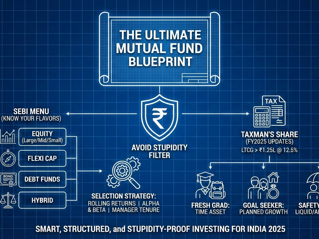 Infographic showing the ultimate mutual fund selection blueprint for Indian investors